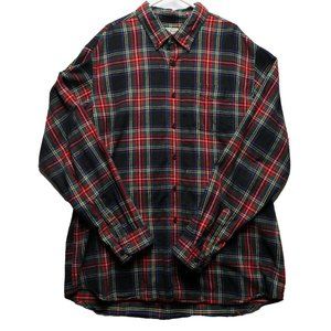 LL Bean Men's Flannel Button Down Colorful Plaid Long Sleeves Shirt Size XL Tall
